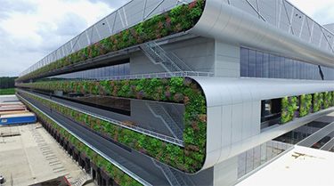 Sustainable exterior of the Nike Distribution Center in Belgium